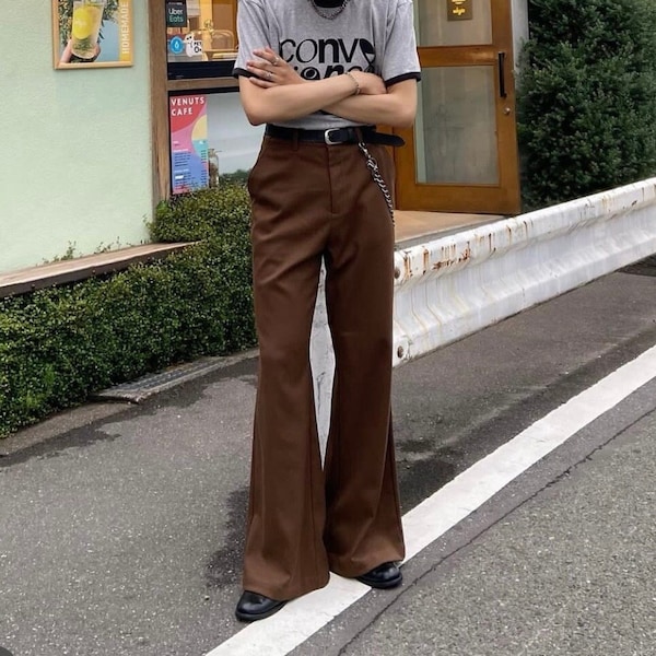 Men Flare pants,disco pants,flared flares,stylish trousers, men bell bottoms,70s pants,unisex,Flared bottoms,Retro-inspired fashion