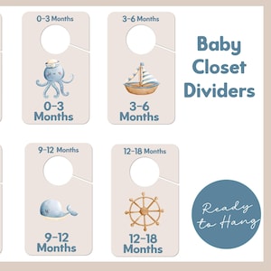 Nautical Baby Closet Dividers - Under the Sea Closet Dividers - Baby Clothing Dividers - Watercolor Closet Dividers - Nursery Closet Divider