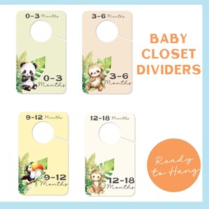 Animal Jungle Baby Closet Dividers - Baby Jungle Animals Closet Dividers - Cute Animals Watercolor Closet Dividers - Nursery Closet Divider