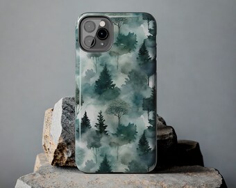 Foggy Forest Phone Cases | Watercolor Forest iPhone Case | Trendy Phone Case | Forest Aesthetic iPhone Case | Cute iPhone Case | Tough Case