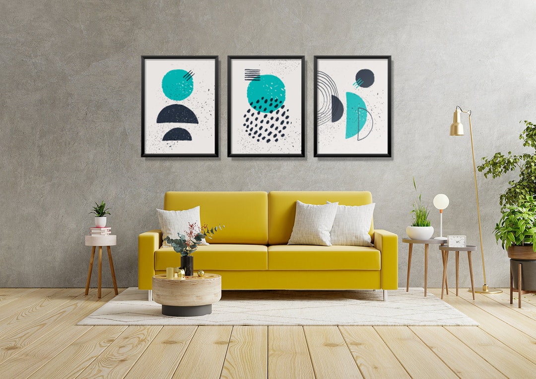 Modern Abstract Art Print Trio - 3 Piece Wall Art - Set of 3 - Ready to ...