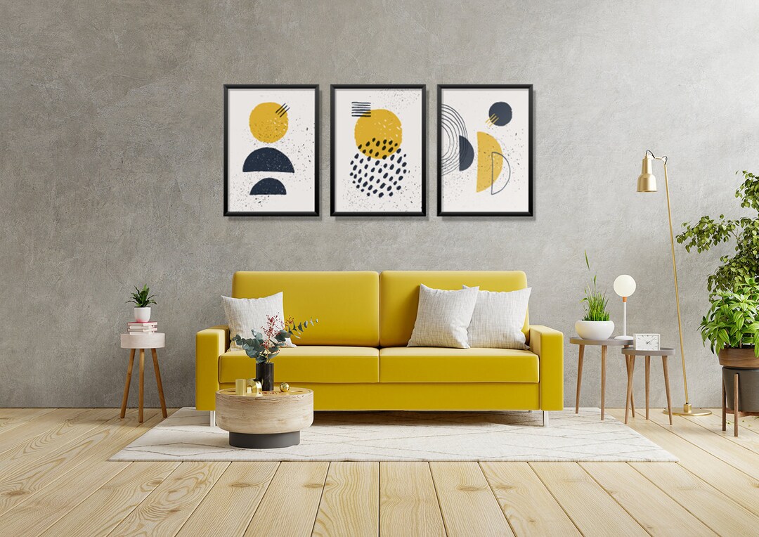 Modern Abstract Art Print Trio - 3 Piece Wall Art - Set of 3 - Ready to ...