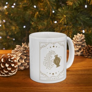 Mug Verseau - Mug zodiaque - Mug astrologie - Mug carte de tarot - Mug en céramique 11 oz - Mug à thé - Cadeau pour elle - Signe astrologique