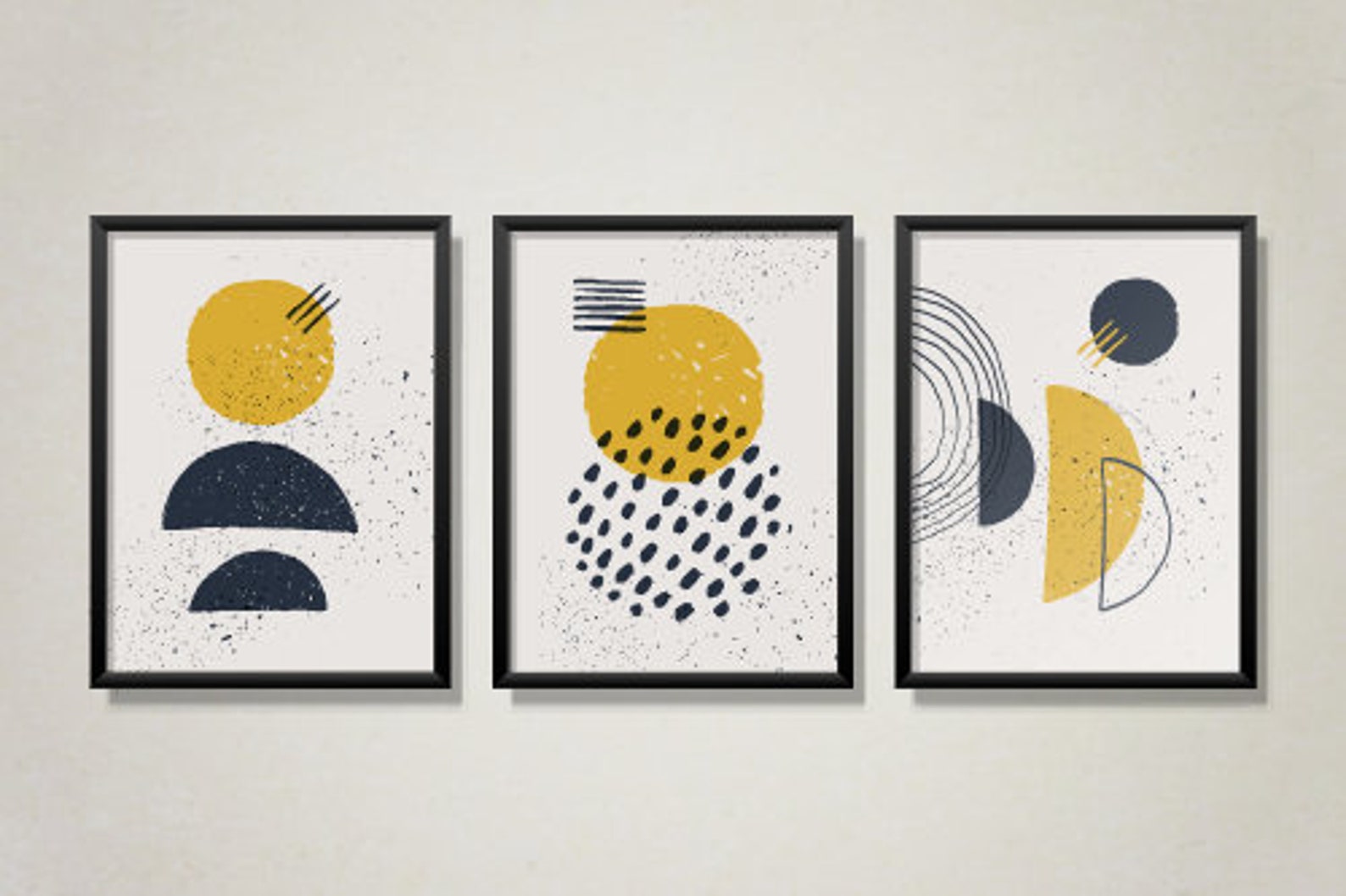 Modern Abstract Art Print Trio - 3 Piece Wall Art - Set of 3 - Ready to ...