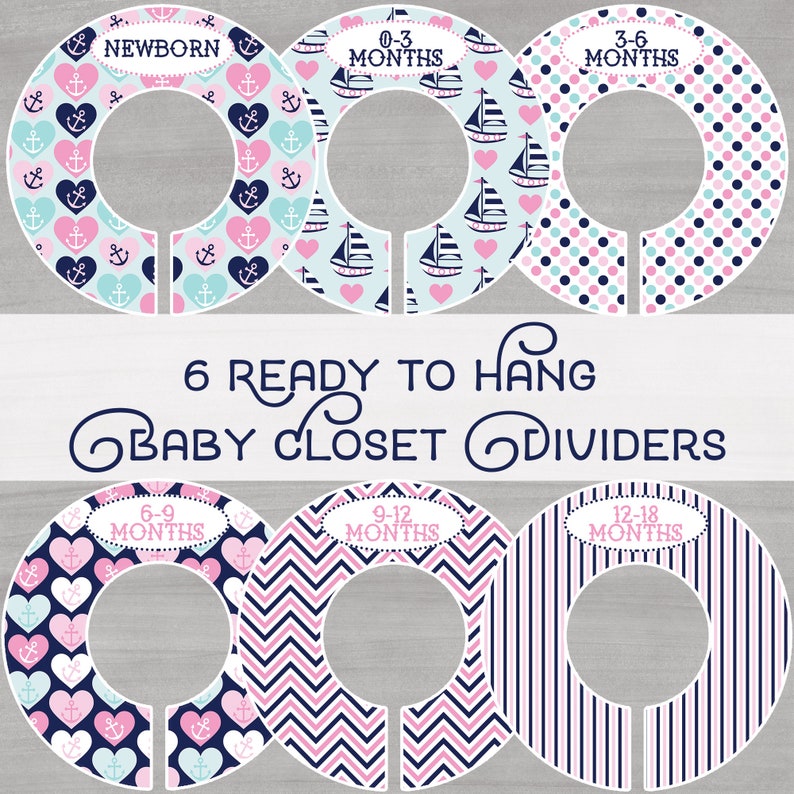 Nautical Closet Dividers Baby Girl Nursery Closet Divider Etsy