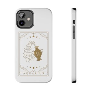 Étuis de téléphone Verseau | Étui iPhone de carte de tarot du zodiaque | Étui de téléphone à la mode Sun Sign | Étui iPhone esthétique signe astrologique | Coque iPhone mignonne