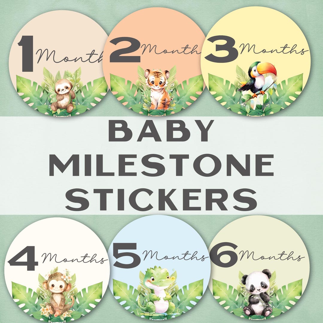 Jungle Animals Baby Milestone Stickers: Monthly Photo Props - Etsy