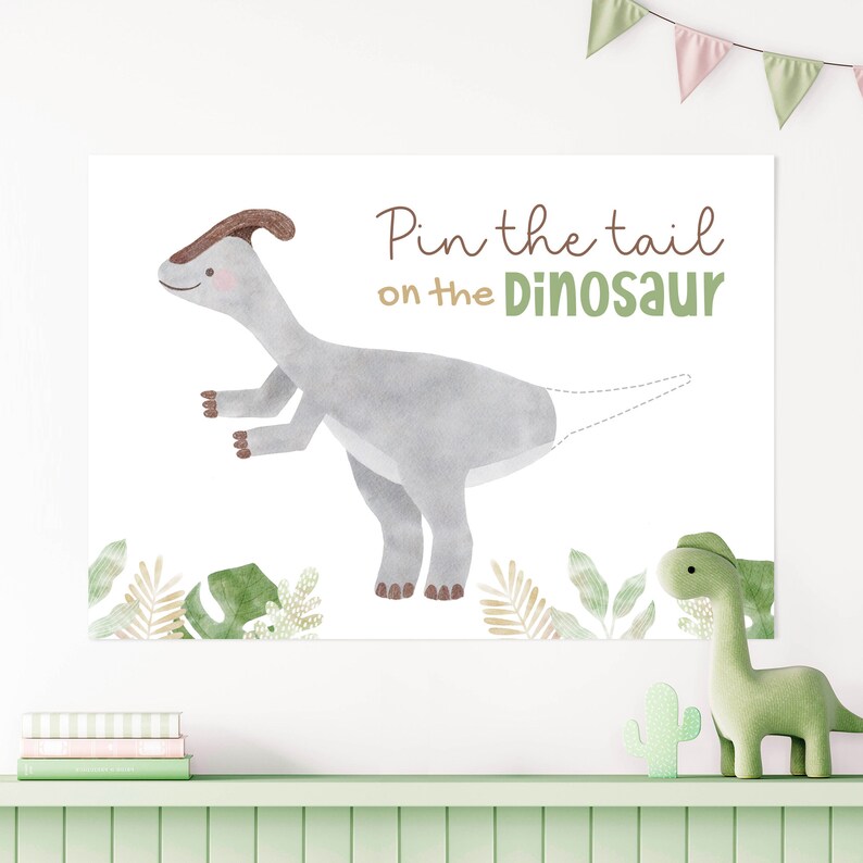 Pin the Tail on the Dinosaur Game, Printable Dino Theme Party ...