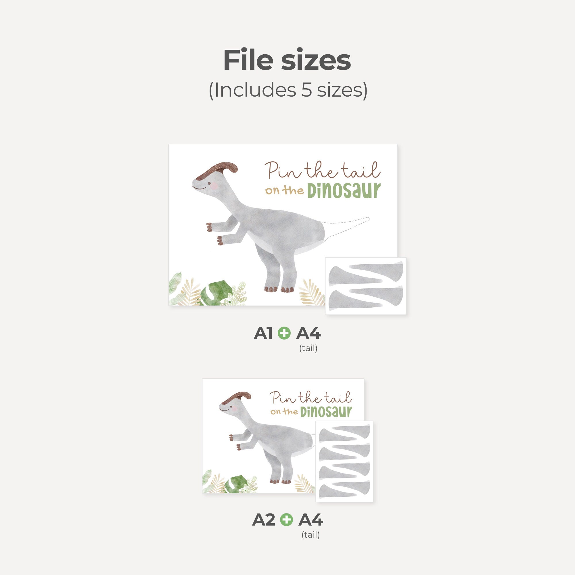 Pin the Tail on the Dinosaur Game, Printable Dino Theme Party ...