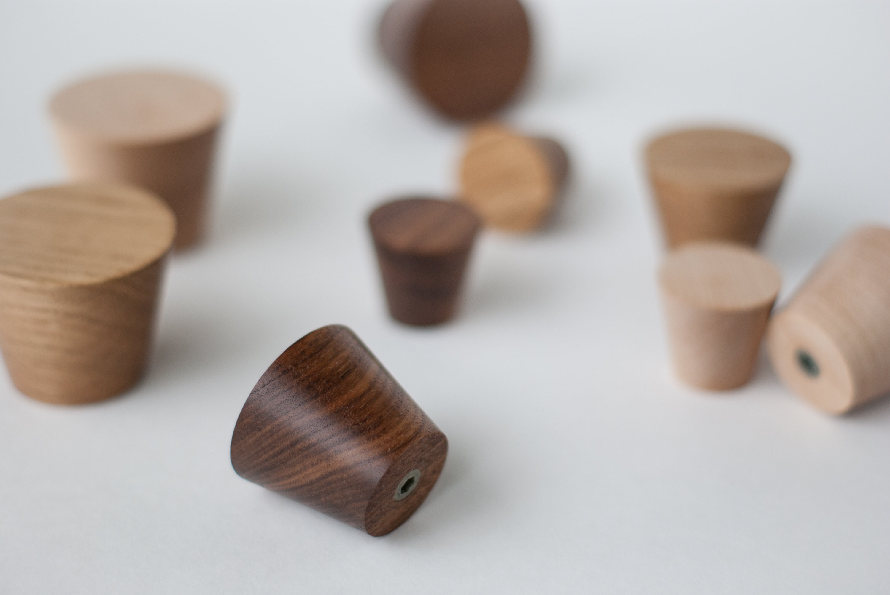 Contemporary tapered knobs/wall hooks small and large wood Etsy