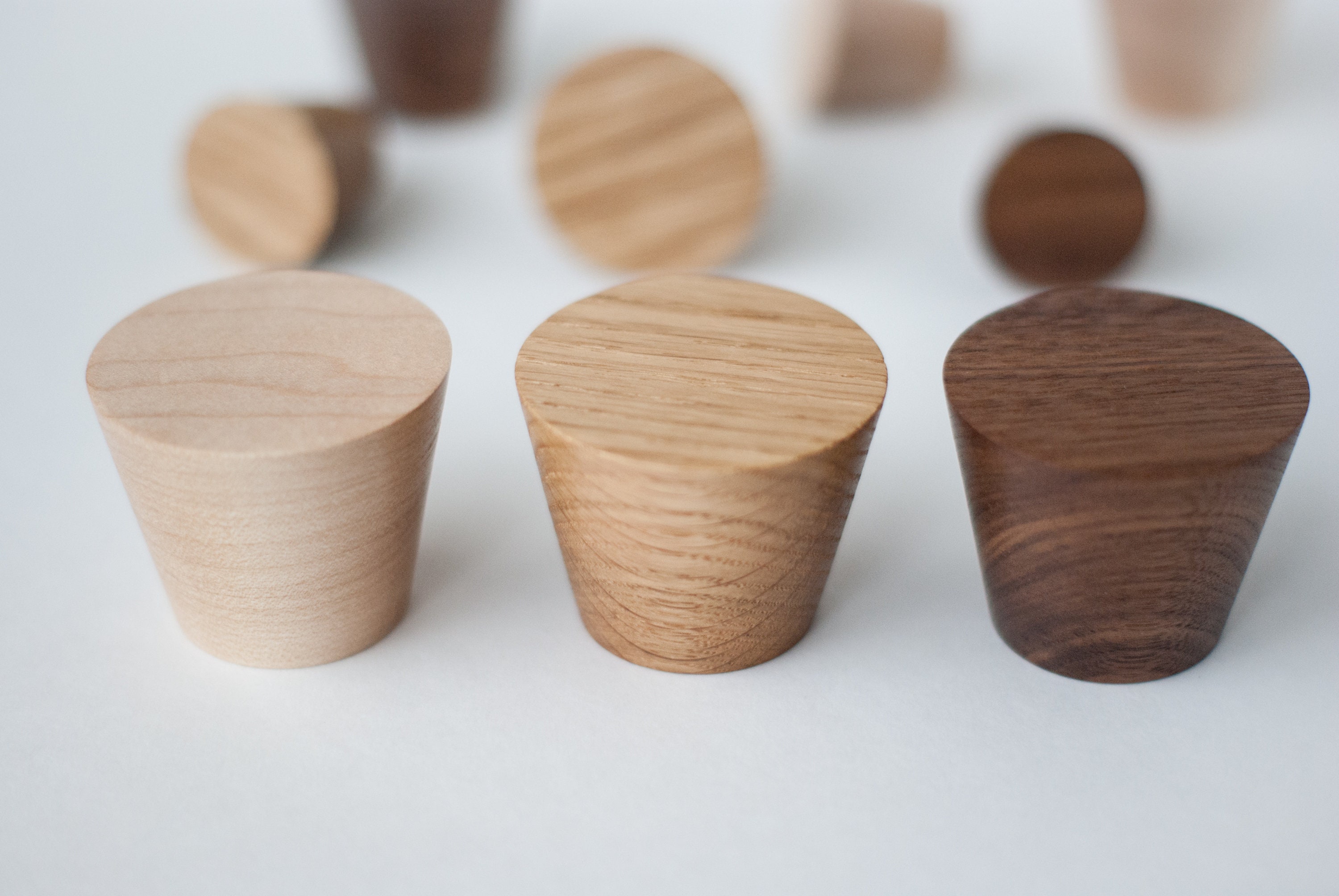 Contemporary tapered knobs/wall hooks small and large wood Etsy