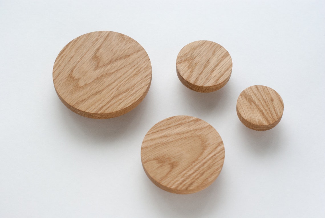 Wooden wall hooks modern coat hooks dot wall hooks round Etsy