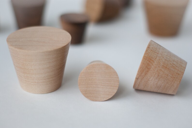 Contemporary tapered knobs/wall hooks small and large wood Etsy