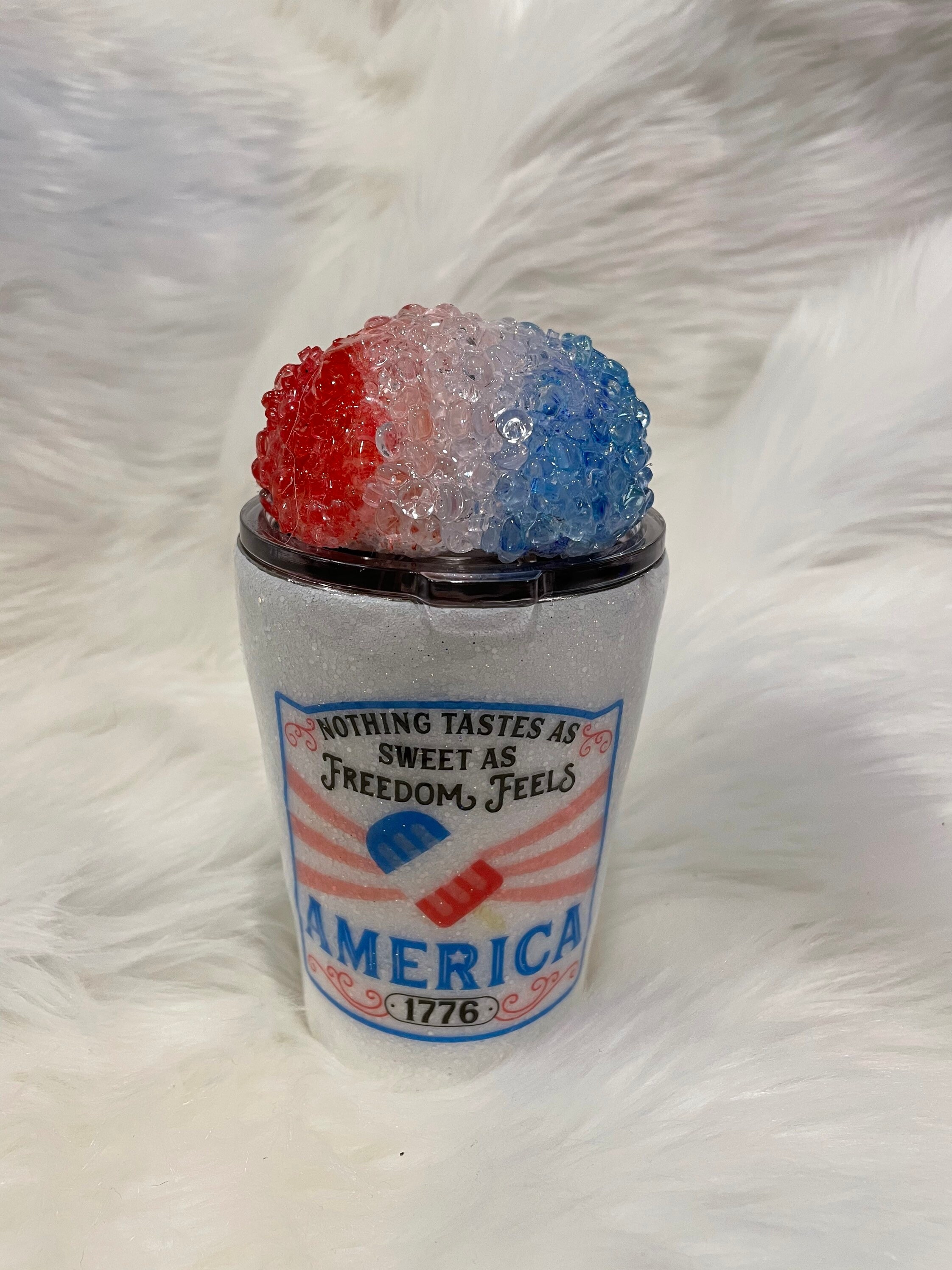 Snow cone cup 12oz stainless steel tumbler removable faux ice Etsy