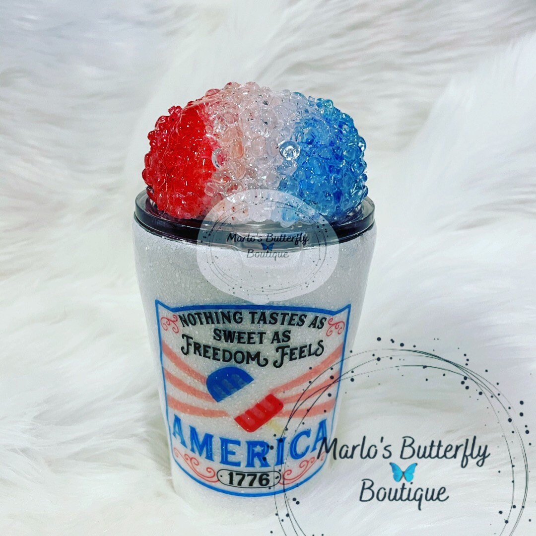 Snow cone cup 12oz stainless steel tumbler removable faux ice Etsy