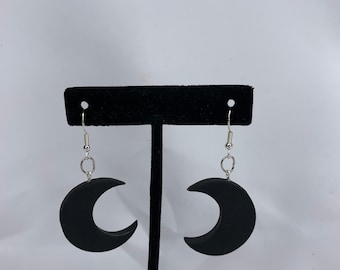 Black Crescent Moon Earrings