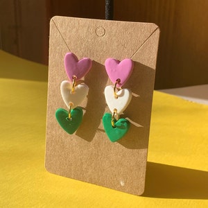 Genderqueer Pride Heart Shaped Valentines Day Earrings