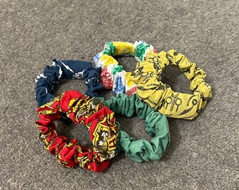 Red and Gold Argyle - standard size Hair Scrunchie Inspired by Harry Potter Gryffindor House