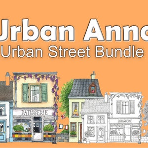 The Urban Street Collection: Set of 5 downloadable coloring sheets of Urban Anna pen drawings, with Amsterdam, Paris and Bremen!