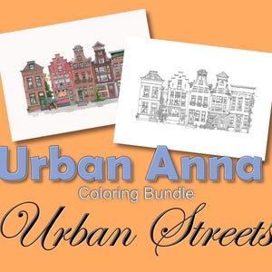 Urban Street-kollektionen: Set med 5 nedladdningsbara målarblad med Urban Anna-pennteckningar, med Amsterdam, Paris och Bremen!