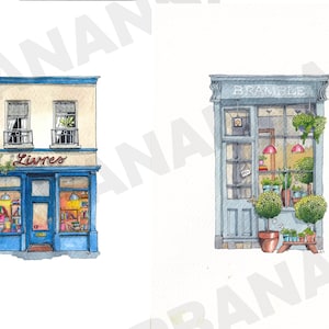 Juego de 4 hojas para colorear descargables de dibujos originales a lápiz de UrbanAnna Colección Tiny House, coloración Shopfront Bramble para principiantes imagen 7