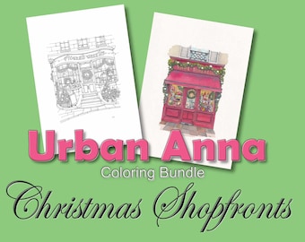 Christmas Shopfronts Coloring Pages | Urban Anna