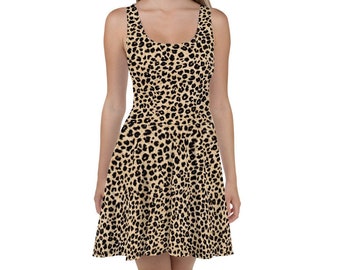 Leopard Print Skater Dress: Sleeveless Party Sundress