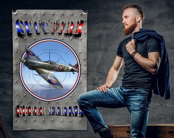 Spitfire Supermarine Flag: Collectible WW2 War Plane Wall Hanging