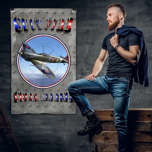 Spitfire Supermarine Flag: Collectible WW2 War Plane Wall Hanging