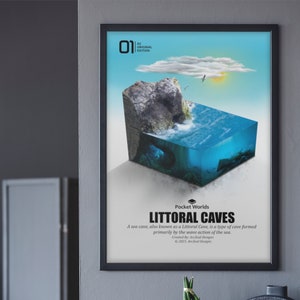 Póster de papel mate de micropaisajes de cuevas litorales, obra educativa para aulas de profesores o escuelas, ideal como regalo de decoración del hogar.