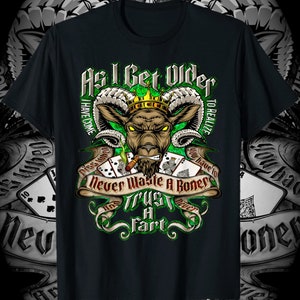 Grafik T-Shirt - Poker Ziege Texas hold 'em, Humorvolles Old Guy Zitat & Lustiges sarkastisches Biker T-Shirt, Bequemes Vatertagsgeschenk für Ihn Grün