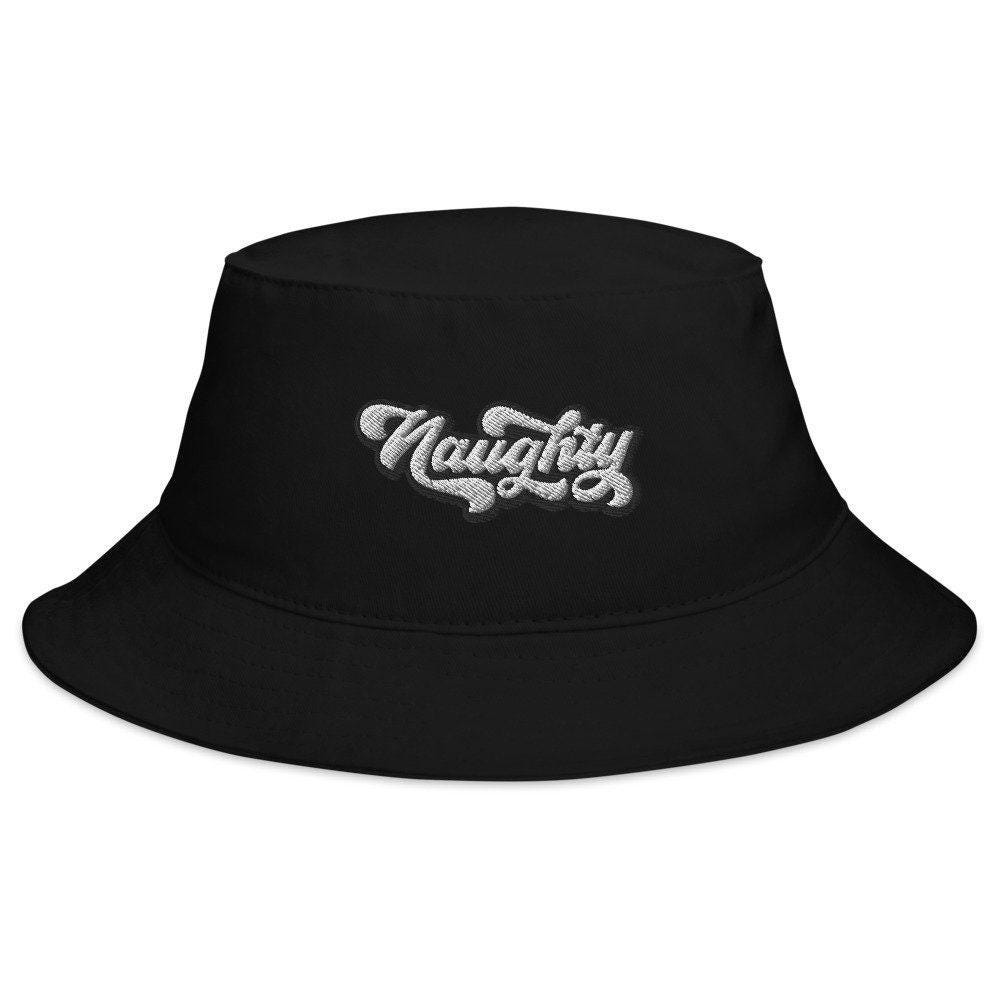 Embroidered 'Naughty' Bucket Hat - Christmas Cotton Twill Hat
