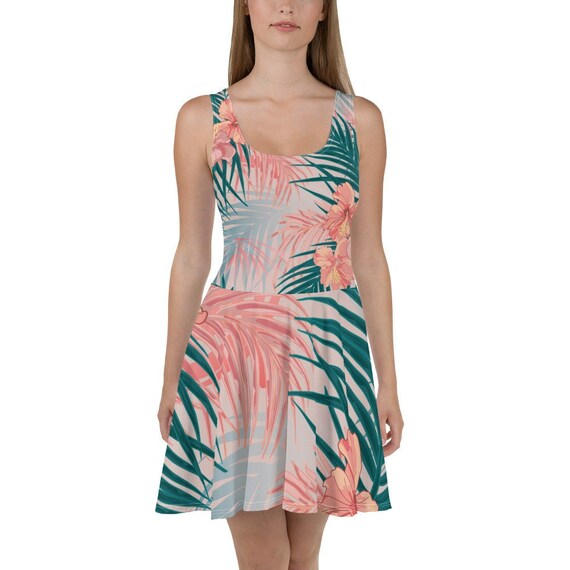 tropical print skater dress Geometric Tropical island pattern Skater Dress