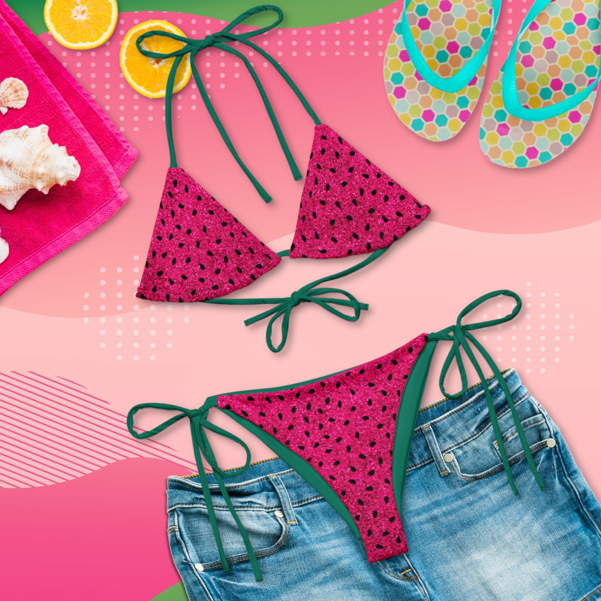 トップス LGB STRING BRA ICEPINK + FORBIDDEN FRUIT