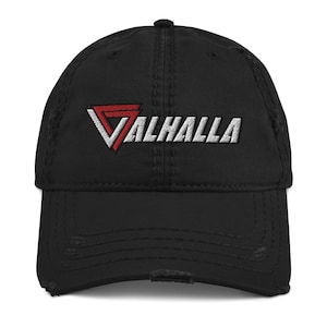 Embroidered Valhalla Viking Dad Hat: Distressed Cotton Baseball Cap
