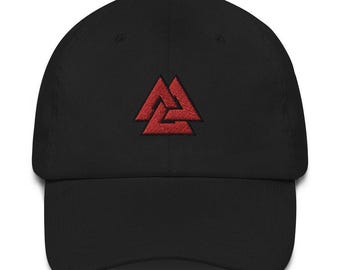 Valknut Viking Dad Hat: Embroidered Odin&#39;s Knot Baseball Cap