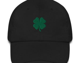 Embroidered Four Leaf Clover Dad Hat - Lucky Baseball Cap