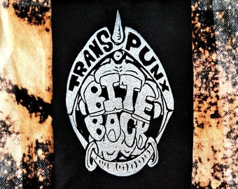 Trans Punx Biss Zurück! Offener Mund Print Punk Aufnäher