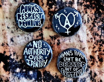 1.25" Anarcho Trans Punk Pin-Back Buttons