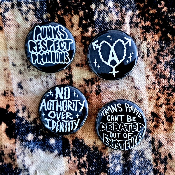 1.25" Anarcho Trans Punk Pin-Back Buttons