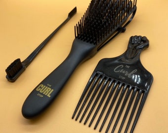 Light Curl Kit | Edge/Eyebrow Brush | 4c Hair Detangler Brush for Curly Hair Wet Thick Kinky Hair Adjust Hair Brush Scalp Massage Hairbrush