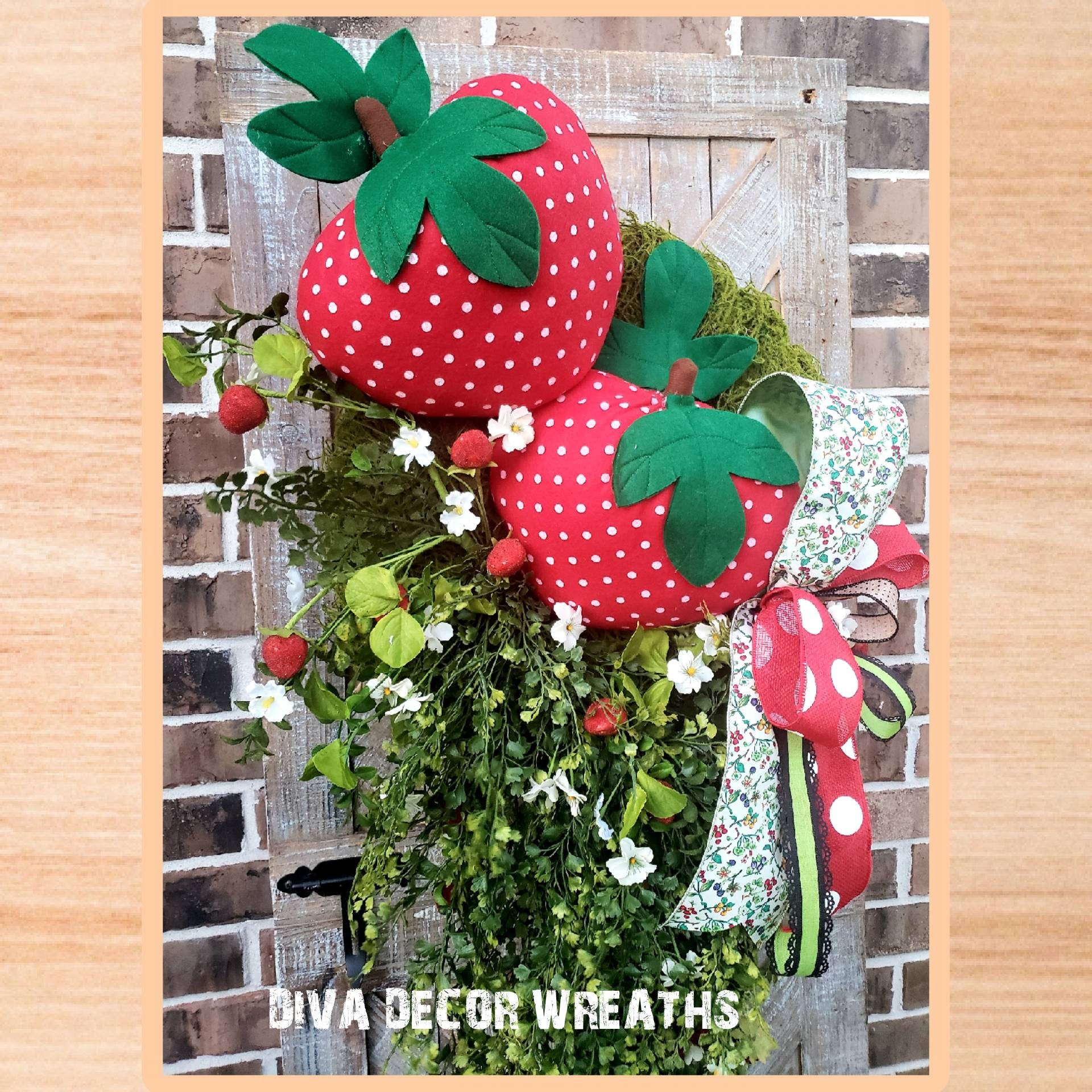 Handmade Strawberry Summer Wreath for Front Door - Seasonal Decor ...