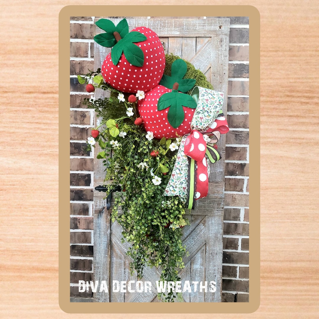 Handmade Strawberry Summer Wreath for Front Door - Seasonal Decor ...