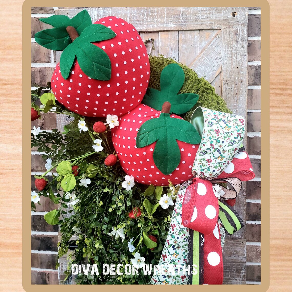 Handmade Strawberry Summer Wreath for Front Door - Seasonal Decor ...