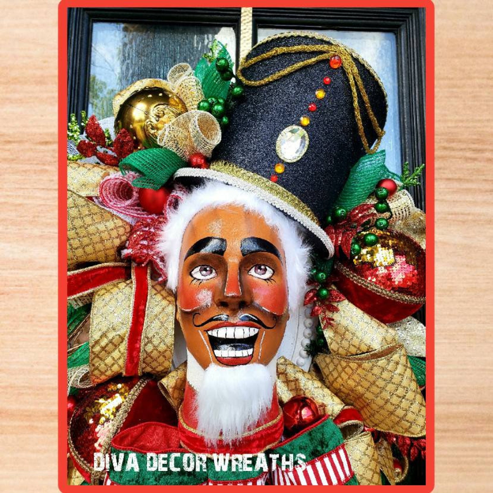 Nutcracker Wreath, African American Nutcracker Wreath, Christmas Wreath