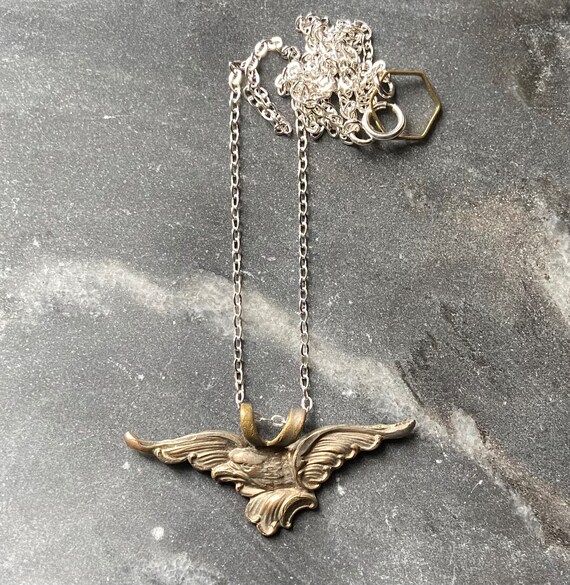 Antique Art Nouveau Gold Plated Flying Eagle Outs… - image 2