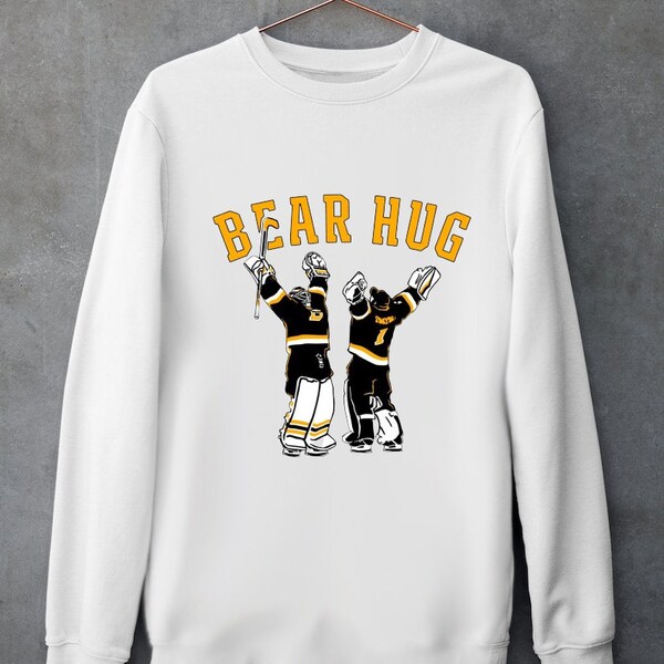 NHL Boston Bruins Bear Hug Sweatshirt: Centennial Edition | Distressed Crewneck for Retro Hockey Fans | Perfect Gift for the Boston Hockey