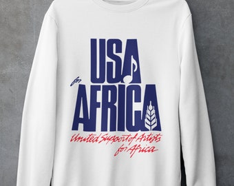 Vintage 1985 USA Für Afrika MTV Wir sind die Welt Sweatshirt Rundhals 80er Jahre Erwachsene S