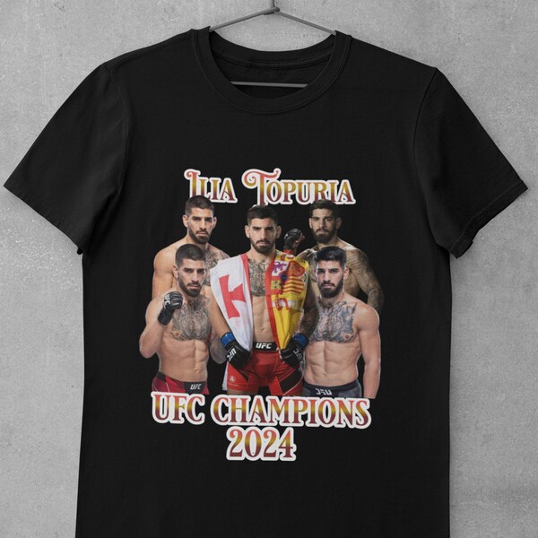 Bootleg UFC Champions 2024 Ilia Topuria t shirt MMA Fighter Sweatshirt Alexander Volkanovski Defeat New Champions Ufc Invincible Ilia