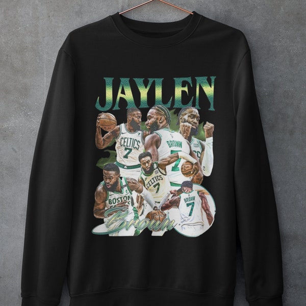 Vintage 90s Basketball Bootleg Style Sticker Jaylen Brown Boston Celtics Sweatshirt For Basketball lovers Gift NBA Apparel T-shirt And Hoodi